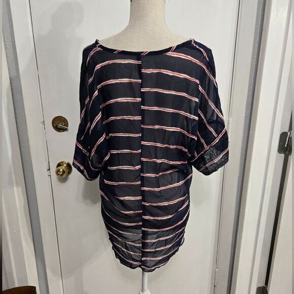 Poema sheer striped blouse size large - Picture 3 of 9